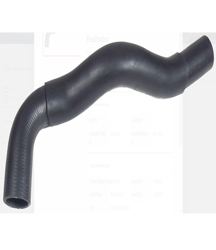 NISSAN SENTRA B15 2.5L 2002-2006 | AUTOHULE | MANGUERA | MANGUERA SISTEMA ENFRIAMIENTO | MANGUERA RADIADOR IMPORTADA